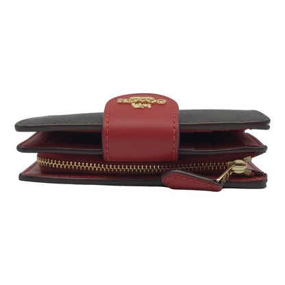 COACH コーチ シグネチャー 財布 レディース 2つ折り PVC コーテッドキャンバス パスケース ブラウン/レッド CW786 中古 T1