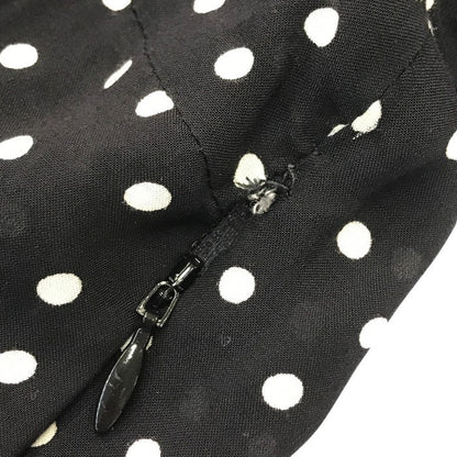 SINME シンメ マキシワンピース レディース レーヨン ドット柄 水玉 背中開き ロング 7分袖 ブラック Mサイズ K10-2 中古 T1