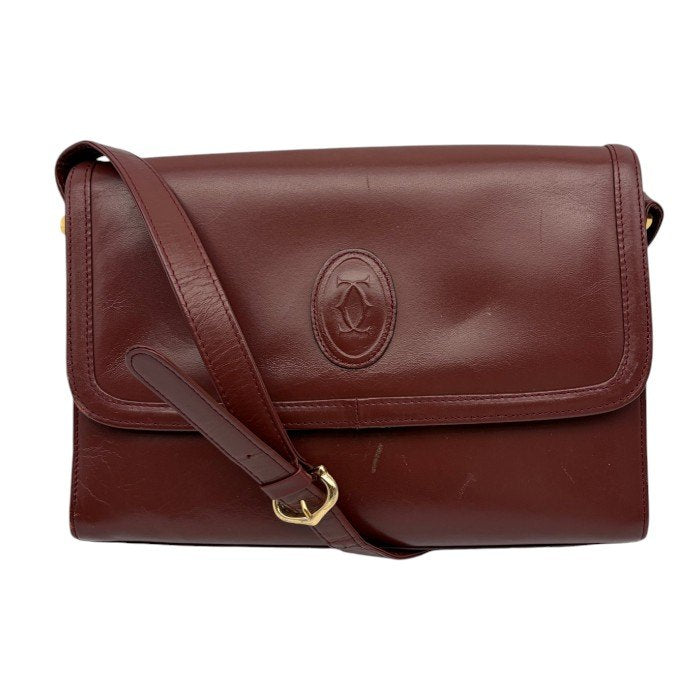 Must de Cartier マストドゥ カルティエ ショルダー バッグ ボルドー 鞄 ブランド レディース オールド ヴィンテージ 中古 W1