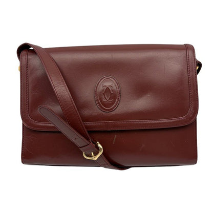 Must de Cartier マストドゥ カルティエ ショルダー バッグ ボルドー 鞄 ブランド レディース オールド ヴィンテージ 中古 W1