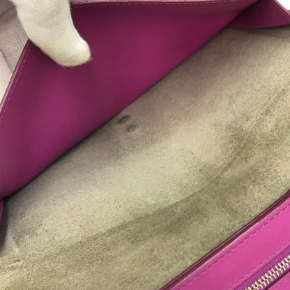 CELINE セリーヌ ラージストラップ マルチファンクション 長財布 レディース 二つ折り レザー バイカラー スナップ調節可 グレー/ピンク 中古 T1