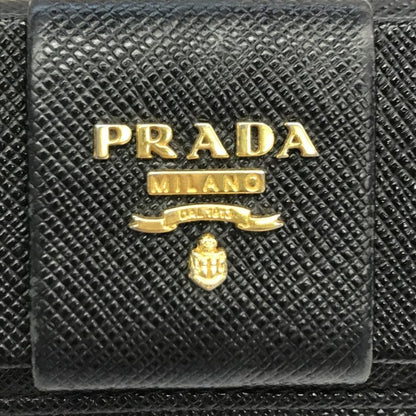PRADA プラダ 6連キーケース レディース サフィアーノ レザー リボン ゴールド金具 ブラック 中古 T1