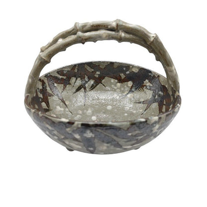 【未使用品】 京焼 清水焼 平安 翆浩造 乾山写 雪笹 手鉢 中古 H4