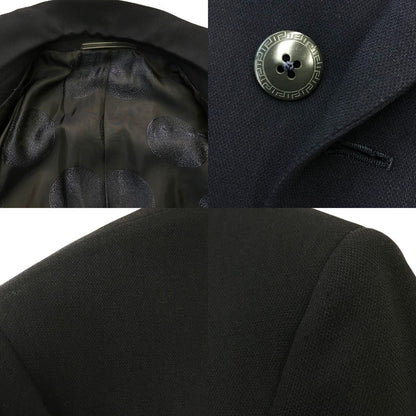 GIANNI VERSACE ヴェルサーチ ジャケット/パンツ スーツ上下セット メンズ 春秋 ダブルブレスト 4釦 4つボタン 無地 ツータック ブラック 52サイズ 中古 T1
