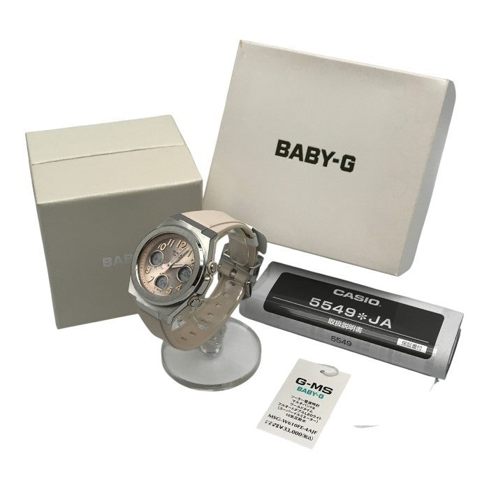CASIO BABY-G 腕時計 レディース アナログ/デジタル タフソーラー 電波 LEDライト カジュアル シルバー/ピンク MSG-W610FE-4AJF 中古 T1