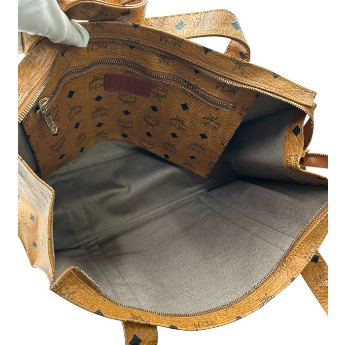 MCM エムシーエム ロゴグラム トートバッグ コニャック 鞄 ブランド レディース おしゃれ 総柄 中古 W４