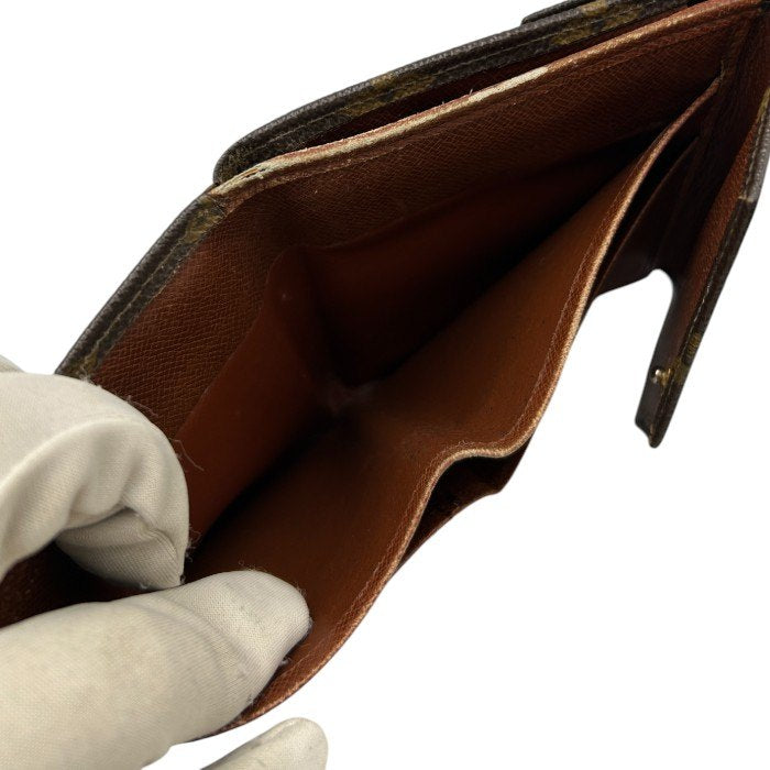 LOUIS VUITTON ルイヴィトン モノグラム ポルトモネビエ 三つ折り財布 M61660 ブランド コンパクト 財布 メンズ レディース ダブルホック 中古 W４