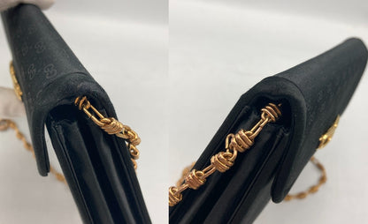 GUCCI グッチ マイクロGG サテン チェーン ショルダー バッグ ヴィンテージ ブラック 中古 D4