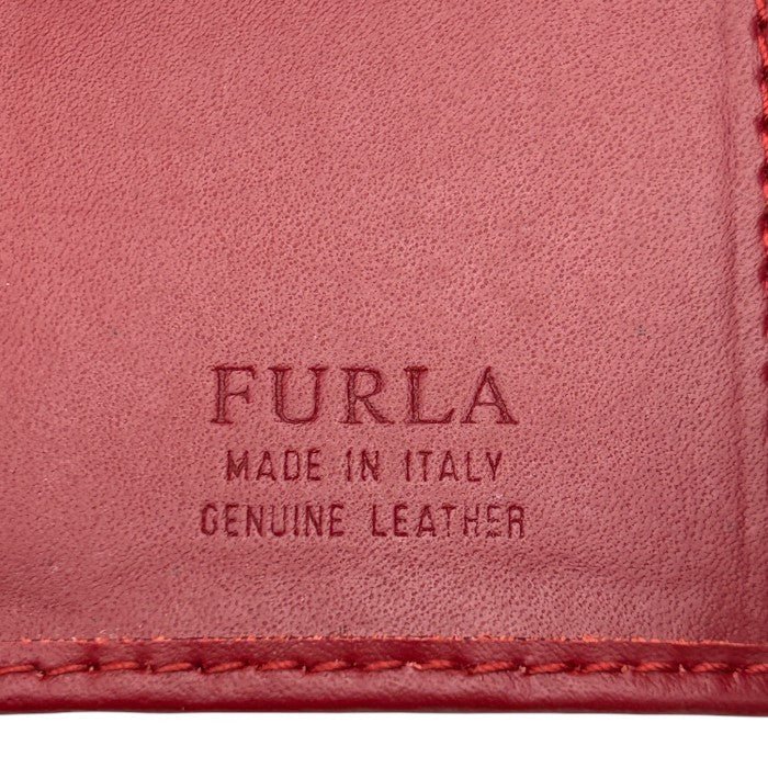 FURLA フルラ 6連 キーケース レザー レッド 牛革 小物 レディース かわいい おしゃれ 中古 W４