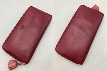 LOEWE ロエベ レザー ラウンドファスナー長財布 レディース 中古 D4