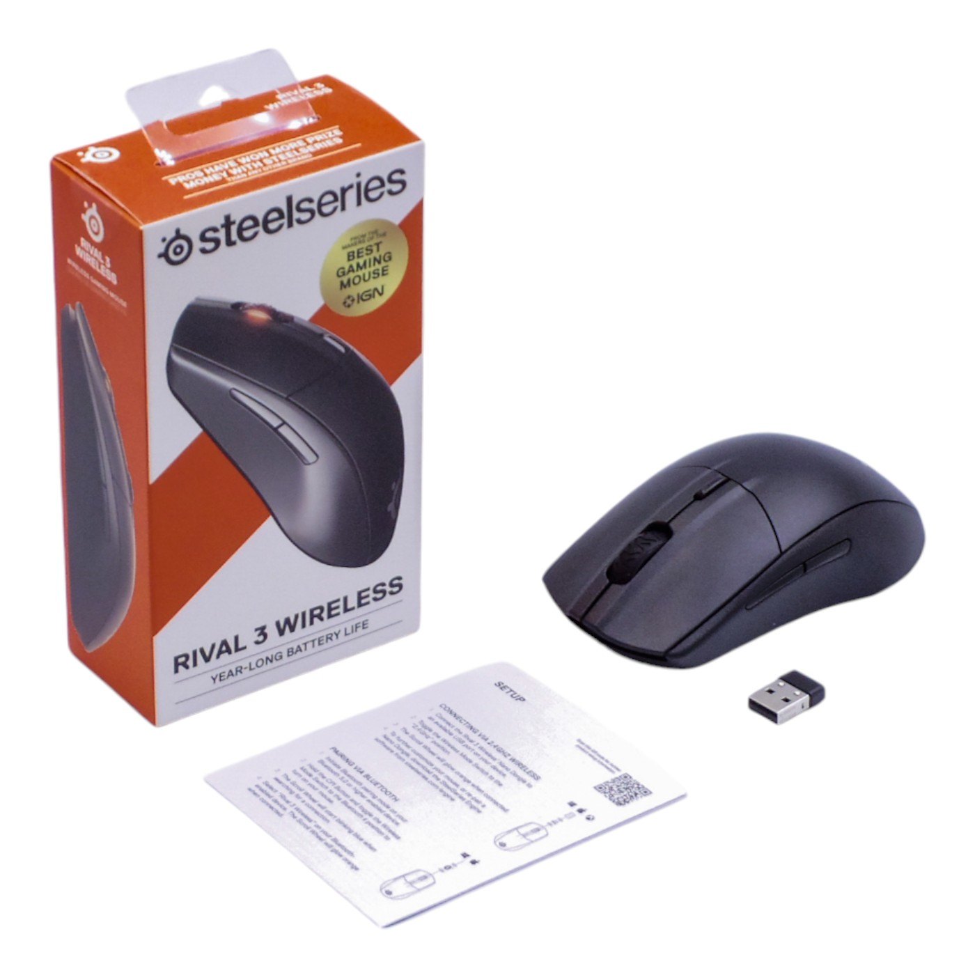 SteelSeries ゲーミングマウス 無線 ワイヤレス 2.4Ghz/Bluetooth対応 低遅延 Rival 3 Wireless 62521 中古 a1
