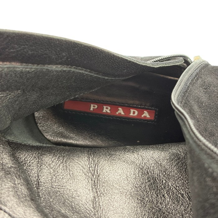 ジャンク品 PRADA プラダ スエード ロングブーツ 37 (約24.0cm) ブランド おしゃれ レディース 厚底 中古 W４