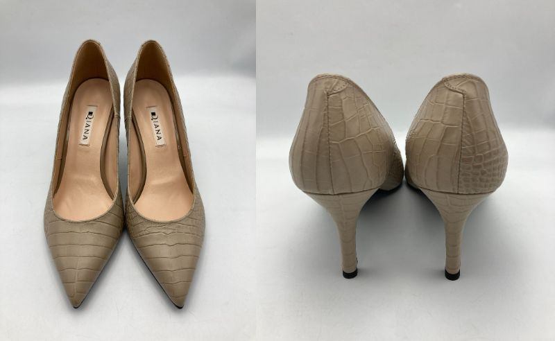 DIANA ダイアナ 型押しクロコ ポインテッドトゥ パンプス サイズ24cm 中古 D4