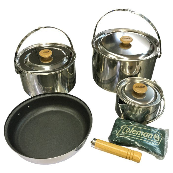Coleman コールマン ステンレスクックウェア セット(L) アウトドア 調理器具 コンパクト収納 鍋 フライパン 170-5003 中古 T1