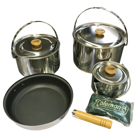 Coleman コールマン ステンレスクックウェア セット(L) アウトドア 調理器具 コンパクト収納 鍋 フライパン 170-5003 中古 T1