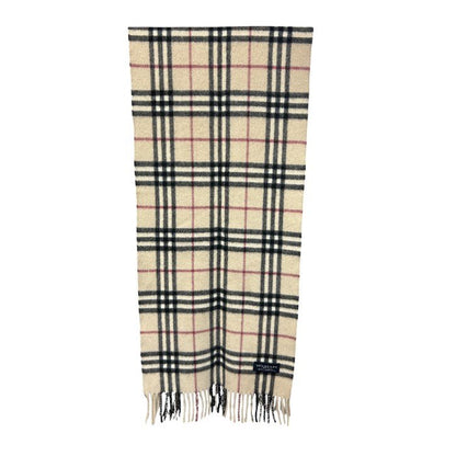 BURBERRY LONDON バーバリー ロンドン ノバチェック カシミヤ 100％ マフラー 秋 冬 レディース メンズ ストール ベージュ 中古 W４