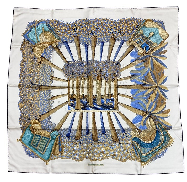 HERMES エルメス カレ90 OMBRES ET LUMIERES 影と光 シルクスカーフ 中古 D4