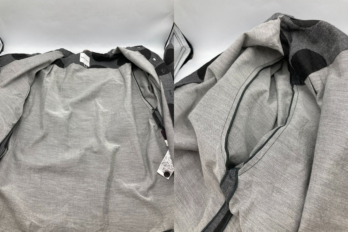 SOU・SOU ソウソウ 岡田縫工所 草衣 上 水玉 サイズS グレー 中古 D4