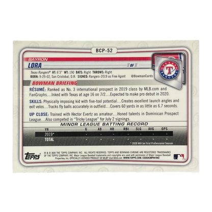 TOPPS MLBカード BOWMAN CHROME 1ST BAYRON LORA TEXAS RANGERS #BCP-52 中古 IT2