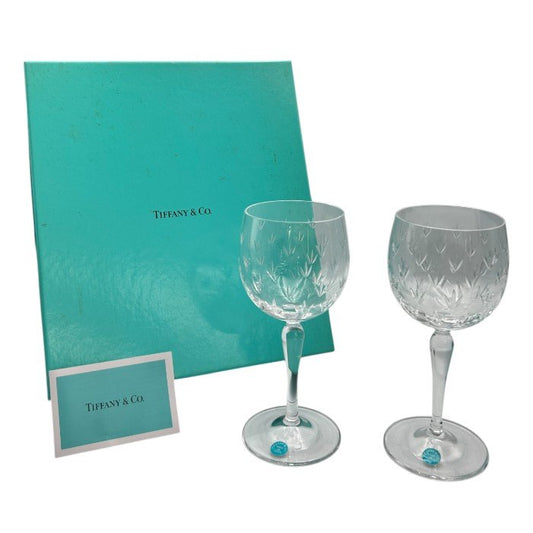 未使用品 ティファニー TIFFANY&CO. フローレット ペア ワイングラス 洋食器 ブランド おしゃれ 酒器 アルコール グラス 中古 W４