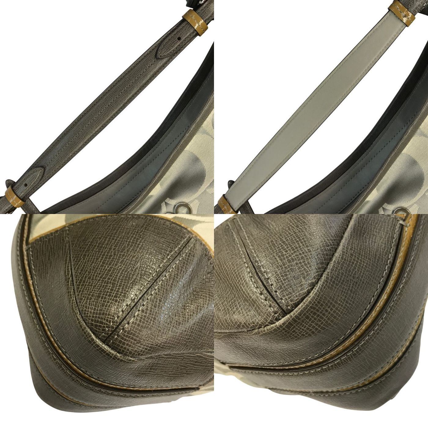 COACH コーチ シグネチャー ショルダーバッグ レディース レザー ハンドバッグ グレー 16408 中古 T1