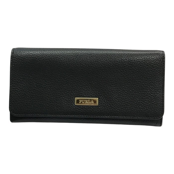 FURLA フルラ RITZY 長財布 レディース シボレザー 二つ折り フラップ ホック ネロ/ブラック PU35RZY 中古 T1