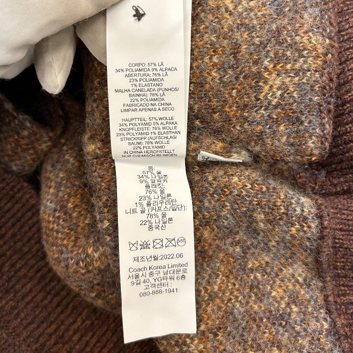 COACH コーチ シグネチャー カーディガン CB640 XS トップス 秋 冬 レディース かわいい 総柄 ブラウン 中古 W４