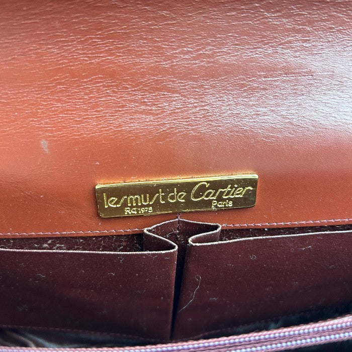 Must de Cartier マストドゥ カルティエ チェーン ショルダー バッグ 鞄 レディース おしゃれ 肩掛け ブランド レザー 中古 W1