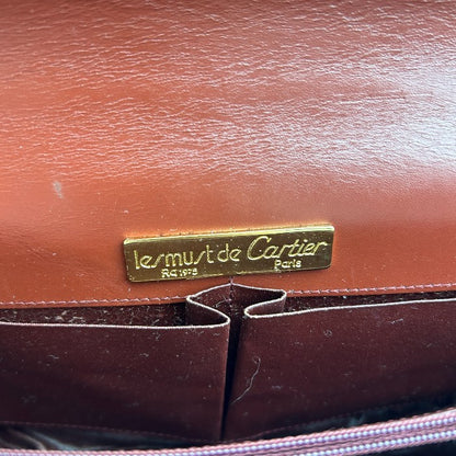 Must de Cartier マストドゥ カルティエ チェーン ショルダー バッグ 鞄 レディース おしゃれ 肩掛け ブランド レザー 中古 W1