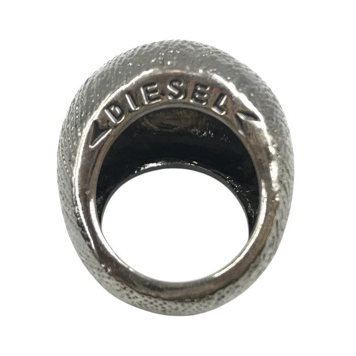 DIESEL ディーゼル リング メンズ チャンキーリング 指輪 ロゴ 総柄 グレー 17号 中古 T1