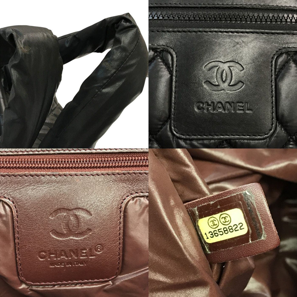 CHANEL シャネル コココクーン ミニボストンバッグ レディース ナイロン トート/ハンドバッグ キルティング 軽量 ブラック A47205 中古 T1
