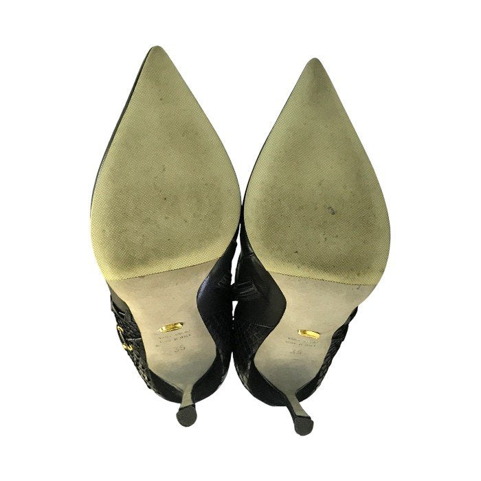 Sergio Rossi セルジオロッシ ショートブーツ レディース レザー スムース/スウェード/パイソン ハイヒール ブラック 中古 T1