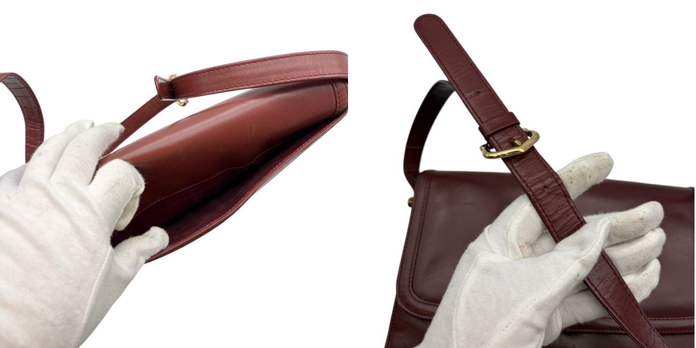 Must de Cartier マストドゥ カルティエ ショルダー バッグ ボルドー 鞄 ブランド レディース オールド ヴィンテージ 中古 W1