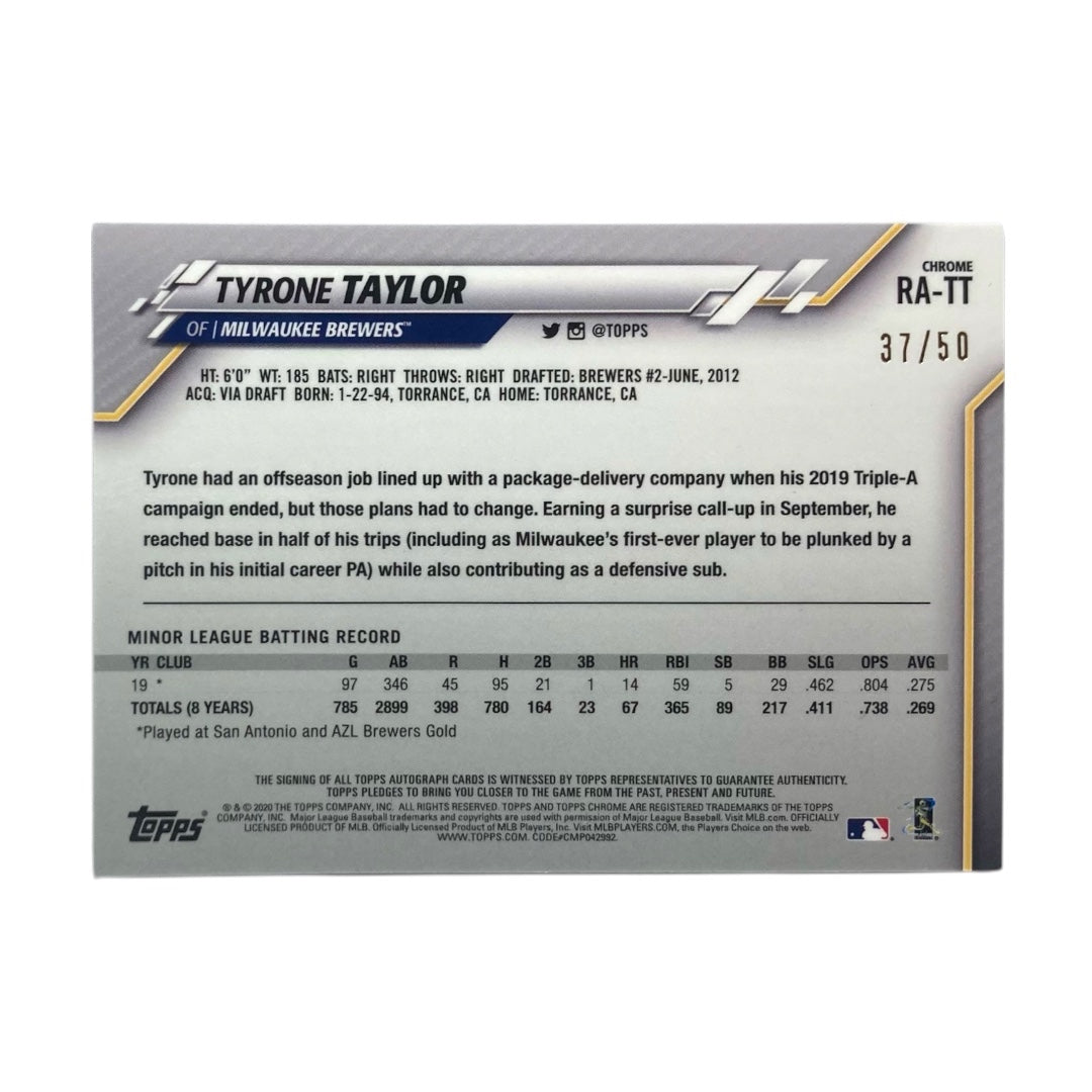 TOPPS MLBカード CHROME TYRONE TAYLOR MILWAUKEE BREWERS /50 #RA-TT 中古 IT2
