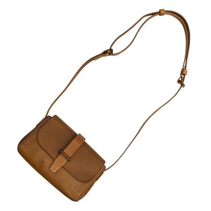 genten ゲンテン ヌオーバ ショルダーバッグ ユニセックス レザー サドルベルト コンパクト 横型 斜め掛け ブラウン 中古 T1