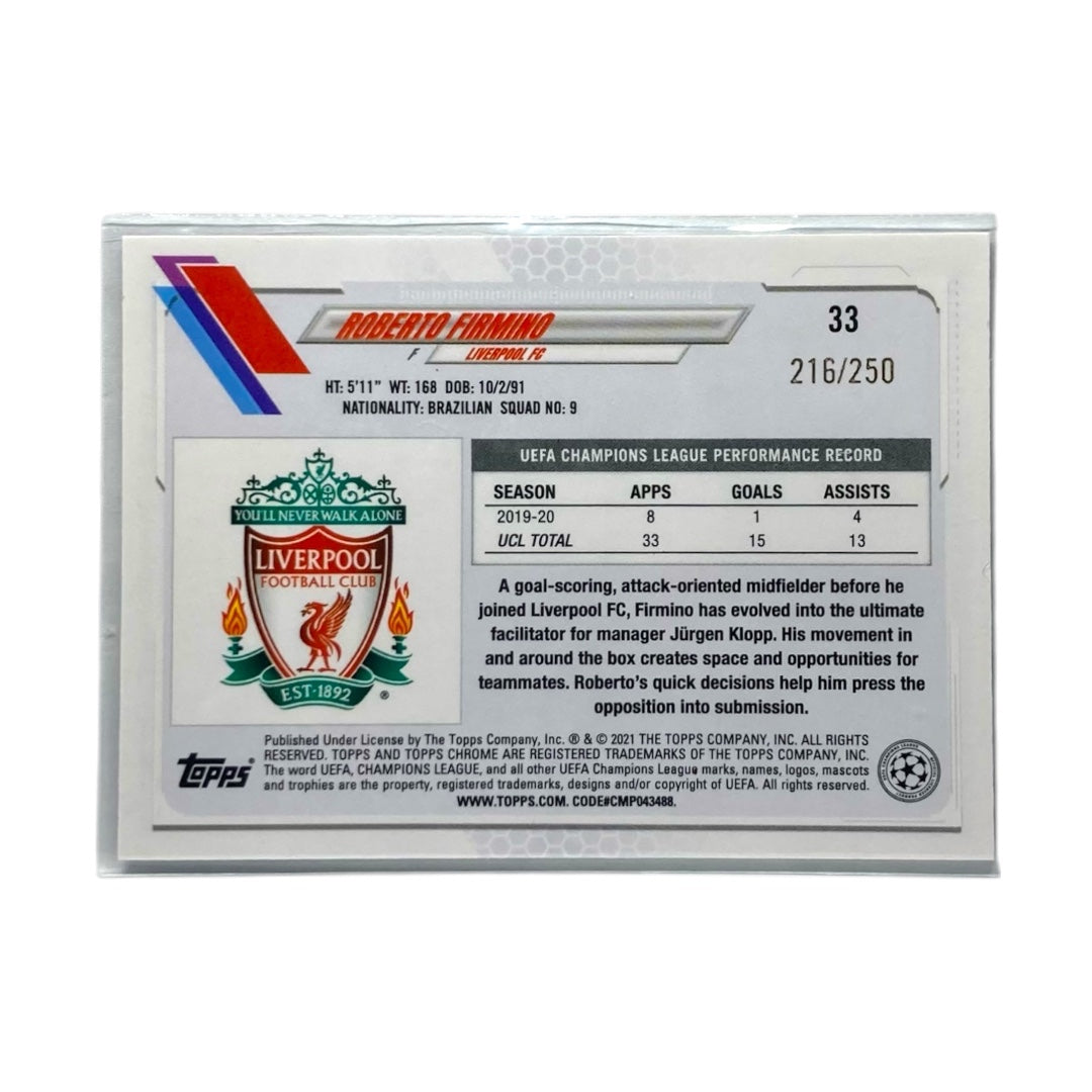 TOPPS サッカーカード CHROME ROBERTO FIRMINO LIVERPOOL /250 #33 中古 IT2