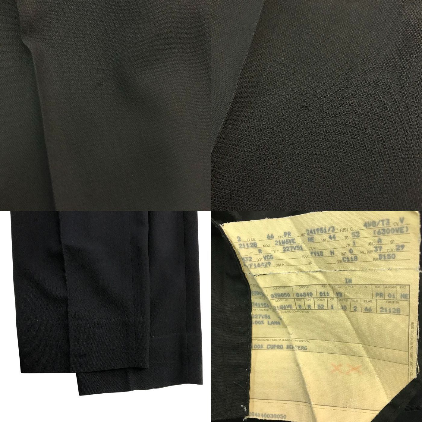 GIANNI VERSACE ヴェルサーチ ジャケット/パンツ スーツ上下セット メンズ 春秋 ダブルブレスト 4釦 4つボタン 無地 ツータック ブラック 52サイズ 中古 T1
