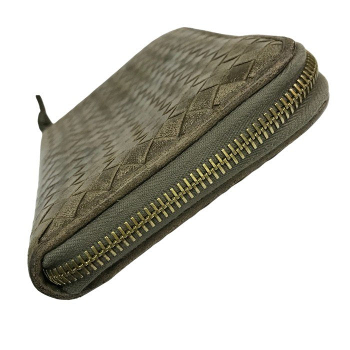 BOTTEGA VENETA ボッテガヴェネタ 長財布 メンズ イントレチャート ラウンドファスナー レザー ブラウン系 114076 中古 T1