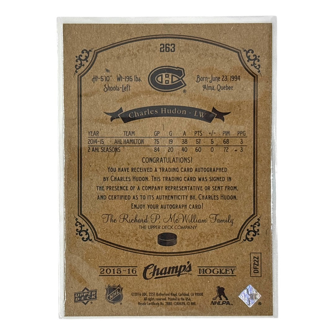 UPPER DECK NHLカード CHAMP'S CHARLES HUDON CANADIENS #263 中古 IT1