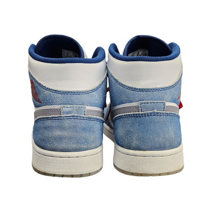 NIKE AIR JORDAN 1 MID SE エアジョーダン ミッド スニーカー メンズ ミッドカット ヴィンテージ風 ブルー/ホワイト 27cm DN3706 401 中古 T1