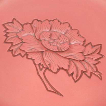 【未使用品】 村上木彫堆朱 鉄鉢型 菓子鉢 牡丹唐草 約24cm (8寸) 通産大臣指定伝統的工芸品 中古 H4