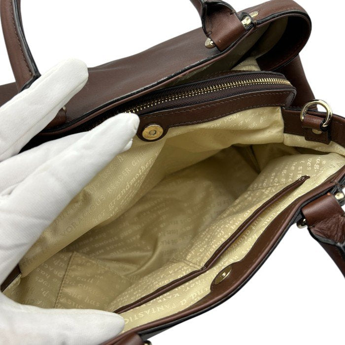 kate spade ケイトスペード ショルダー バッグ 牛革 ブラウン レザー 鞄 おしゃれ 本革 ボストン 中古 W４