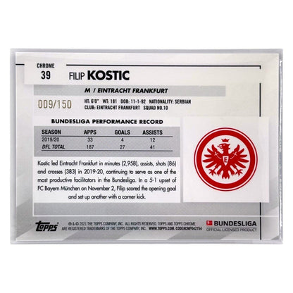 TOPPS サッカーカード CHROME FILIP KOSTIC EINTRACHT FRANKFURT /150 #39 中古 IT1