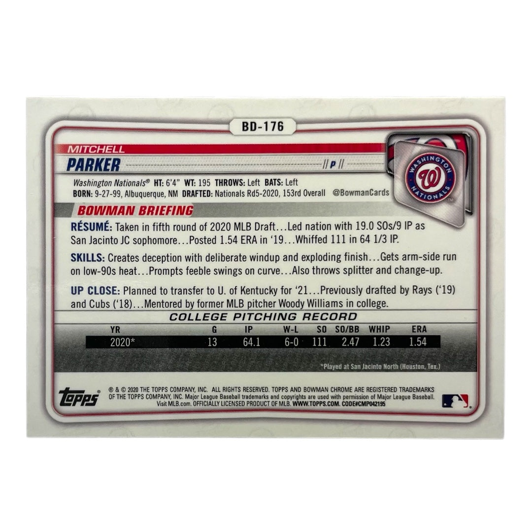 TOPPS MLBカード BOWMAN CHROME 1ST MITCHELL PARKER WASHINGTON NATIONALS #BD-176 中古 IT2