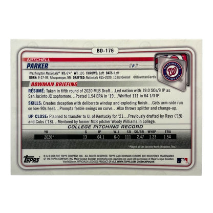 TOPPS MLBカード BOWMAN CHROME 1ST MITCHELL PARKER WASHINGTON NATIONALS #BD-176 中古 IT2