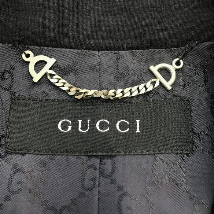 GUCCI グッチ テーラードジャケット レディース ウール シングルブレスト チェンジポケット チャコールグレー 中古 T1