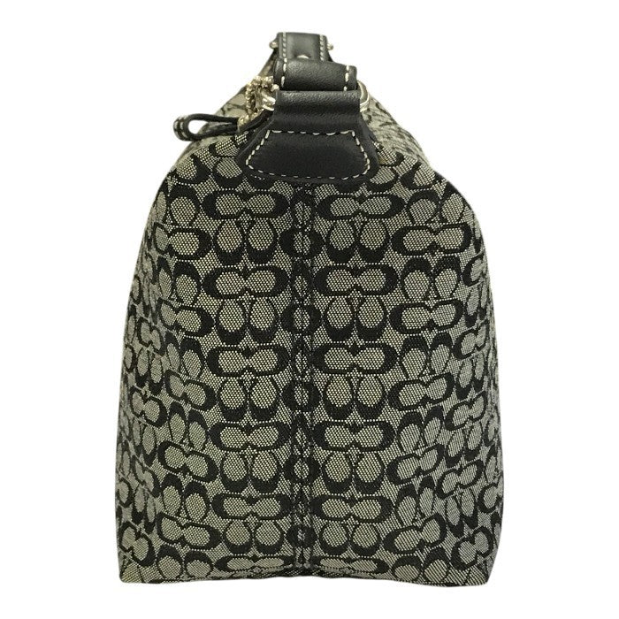 COACH コーチ ミニシグネチャー アクセサリーポーチ レディース キャンバス ハンドバッグ ブラック 中古 T1