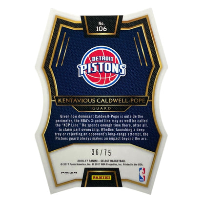 PANINI NBAカード SELECT PRIZM DIE CUT KENTAVIOUS CALDWELL-POPE PISTONS /75 #106 中古 IT2