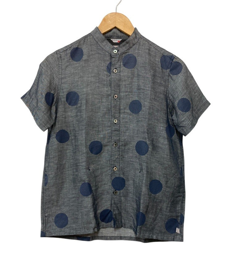 SOU・SOU ソウソウ 京型友禅染 麻混 バンドカラーシャツ 水玉 サイズSS 中古 D4