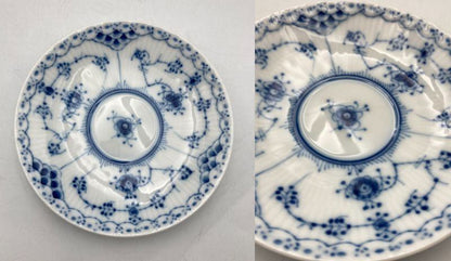 ROYAL COPENHAGEN ロイヤルコペンハーゲン ブルーフルーテッド ハーフレース カップ＆ソーサー 中古 D4